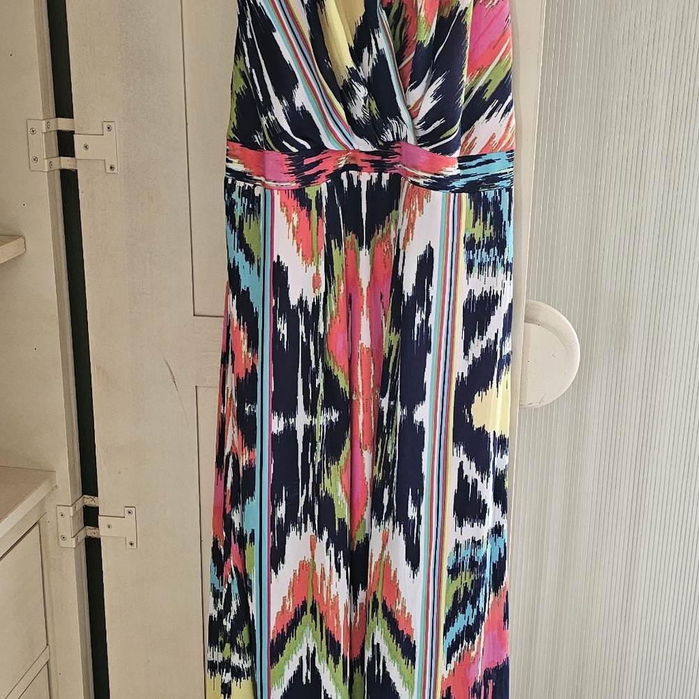 Gibson Latimer Pink And Navy Maxi Halter Dress
